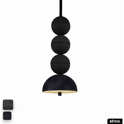 Lampe de suspension en béton velours - BOSFOR CONCRETE VELVET NOIR - ANTHRACITE 3 BALLES LED 14W (1/2)