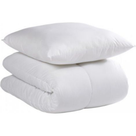 Couette et oreiller 100% coton pour lit junior 120x150 cm – Garnissage fibre polyester 300g/m² – Douceur et chaleur optimales – Interscalit