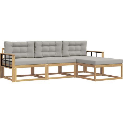 Set di divani da esterno 4 pz Bianco e Grigio Chiaro Poliestere vidaXL (1/5)