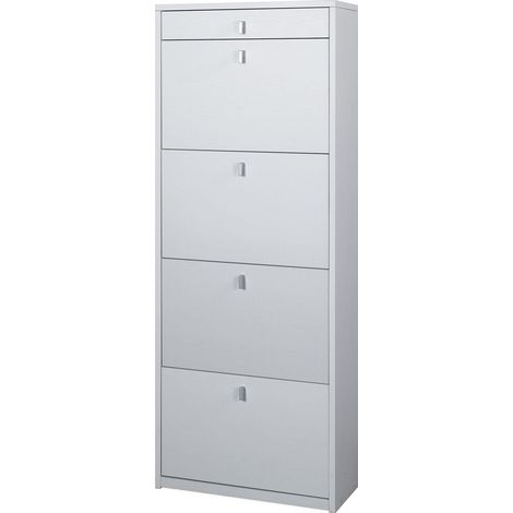 Scarpiera 4 Ante 1 Cassetto 63x164x29 cm Bianco Fiammato (1/2)