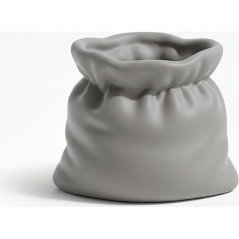Maceta decorativa gris con forma de bolsa para suculentas y plantas pequeñas. (1/3)