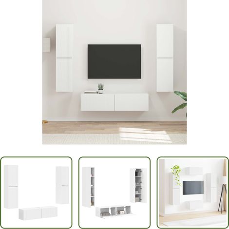Wohnzimmermöbel - TV-Schrankset 6 pcs Weiß Holzwerkstoff (1/5)
