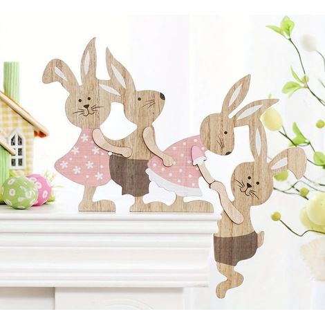 3 decorazioni pasquali in legno, simpatici coniglietti per l'angolo della porta, souvenir creativi, 31240,5 cm (1/2)