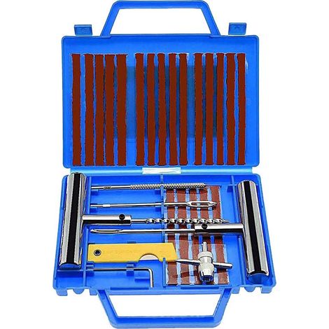 38PCS Kit de Réparation de Pneu, Kit de Reparation avec Gants Jetables, Tubeless Roue De Pneu Crevaison Outil De Rectification Set (1/5)