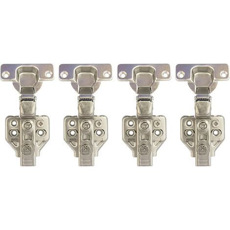 Charnière Encastrable 35 Mm - Angle D’Ouverture 110° - Pour Porte De Meuble Épaisseur 14 À 24 Mm - Fixation Par Clip Et Vis - Réglage Excentrique 3D - Lot De 4 (1/5)