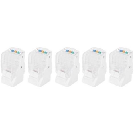 Lot de 5 connecteurs CAT3 RJ11, connecteurs téléphoniques modulaires, connecteur 6P4C AWG26 Convient pour les applications téléphoniques, fax, vocales dans les systèmes de câblage (1/4)