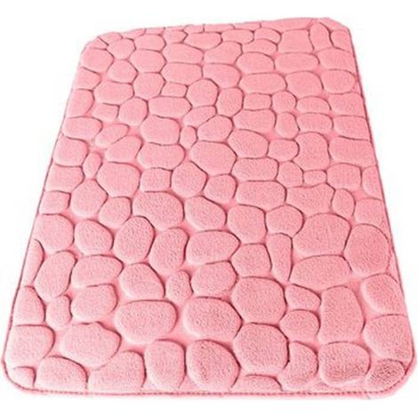 Cleafe - Tappeto Tappetino In Tessuto Effetto Sassi Per Arredo Bagno 45 X 75cm Rosa 69976 - (1/2)