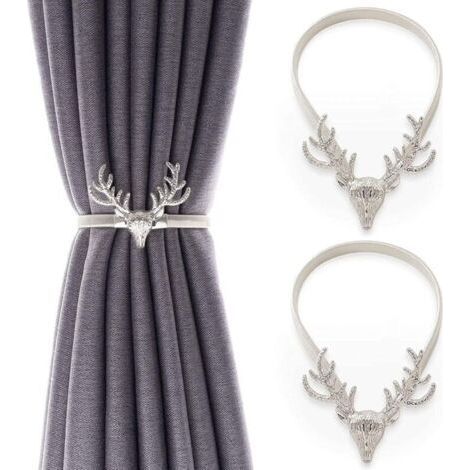 Ulisem Curtain Tiebacks, Metal Curtain Tiebacks with Hooks, Curtain Buckle, Deer Curtain Tiebacks, Modern Window Curtain Tiebacks, Decorative Accessories for (1/4)