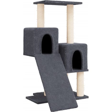 Tiragraffi per gatti Mobili per arrampicata su torre Tiragraffi piattaforma da arrampicata con tiragraffi in sisal scuro 82 cm grigio 020022706