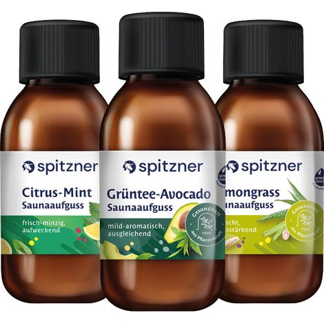 Spitzner Saunaaufguss Set Vital & Frisch 3x125 ml Wellness Sauna Aufguss Bundle (1/4)