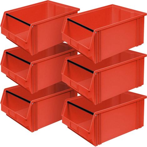 BRB 6x Sichtbox CLASSIC“ FB 2 mit Tragstab, LxBxH 510/450x300x200 mm, Inhalt 27 Liter, rot