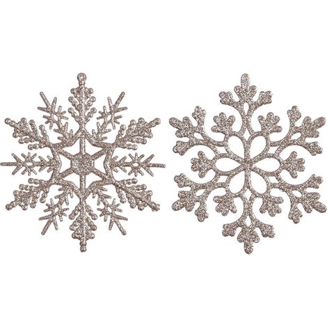 Ornements de Noël en plastique pailleté en forme de flocons de neige, décorations pour sapin de Noël, 10 cm, lot de 20. (1/5)