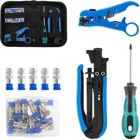 Kit de sertissage pour câble coaxial, outil de compression pour câbles RG6, RG59 et RG11 (voir illustration) (1/5)