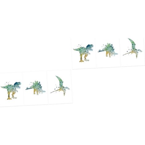 6 Pièces Dessiner Le Noyau Peintures De Dinosaures à L'aquarelle Noyau De Peinture Minimaliste Peinture Murale Dinosaure Image Murale Déco Peinture Sans Cadre Toile Dessin Animé (1/5)