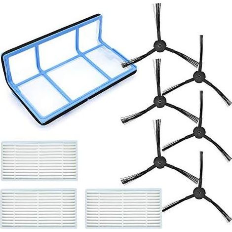 Kit d\'accessoires pour ILIFE V3 V3s V5 V5s V5s Pro Aspirateur, Pièces de Rechange 6 brosses latérales, 3 Filtre Hepa, 1 Filtre Primaire (1/5)