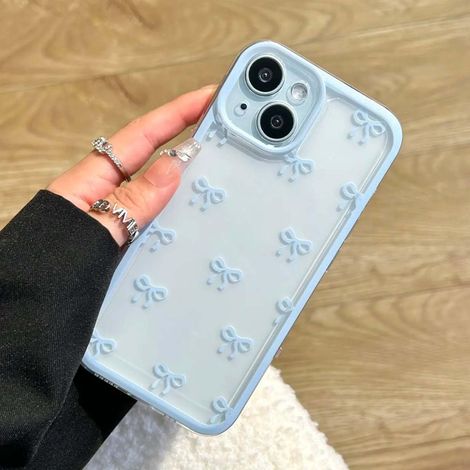 Coque pour iPhone 15, transparente avec joli motif de nœud papillon et protection de l'appareil photo surélevée, élégante (1/5)