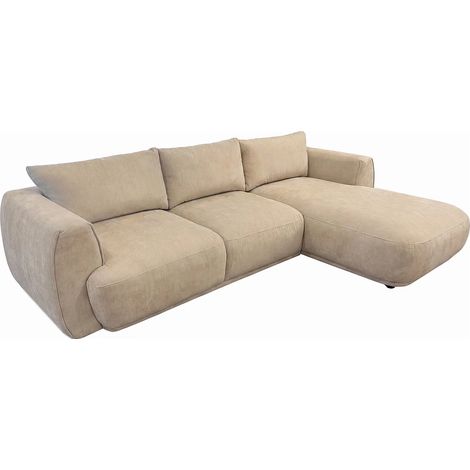 Divano angolare angolo a destra in tessuto beige PUKIMA (1/4)