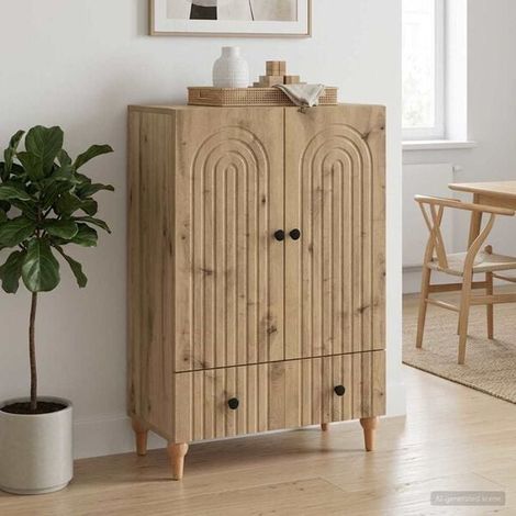 Buffet de Cuisine 66x34,5x95 cm - Meuble Rangement Bois Chêne avec Portes et Étagères, Desserte Moderne pour Salle à Manger et Salon (1/5)