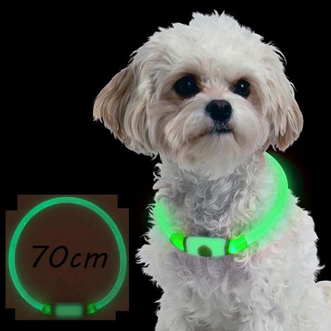 Collier Led Pour Chien - Collier De Sécurité Réglable En Tpu - Éclairage Uniforme - Rechargeable Par Usb - Orange - 27,5 Pouces (1/2)