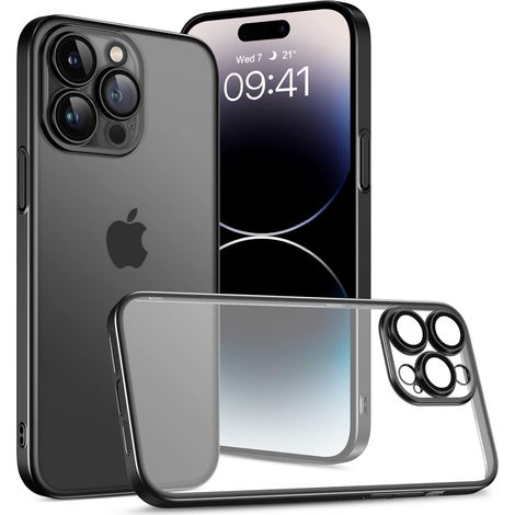 CUSTODIA PER APPLE IPHONE 14 PRO MAX CORNICE NERA TRASPARENTE A2894 A2651 (1/5)