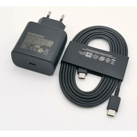 Chargeur Samsung 45 W, adaptateur de charge ultra rapide, câble USB-C de 1,8 m pour Galaxy S24, S23, S22, S21, S20, Note 20 Ultra, 10, Z Flip, Fold 6, 5, 4, 3 et 2 (noir) - Longueur : 1,8 m (1/5)