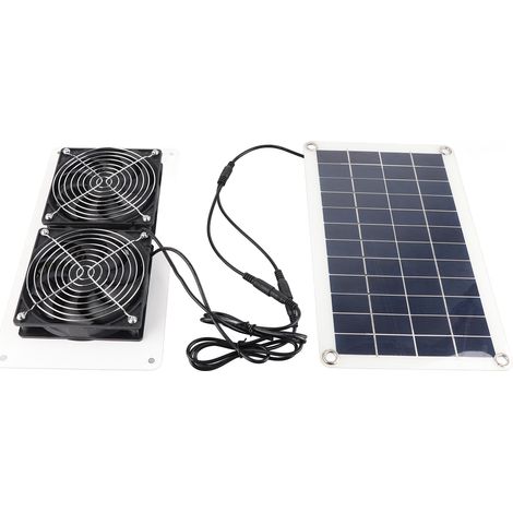 Ventilateur solaire double 10W 18V imperméable portable pour poulailler serre abri animal kit évacuation air (1/5)