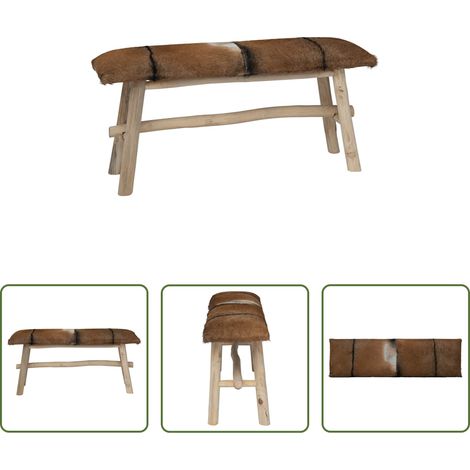Banc en cuir de chèvre - Banc cuir de chèvre Teck (1/5)