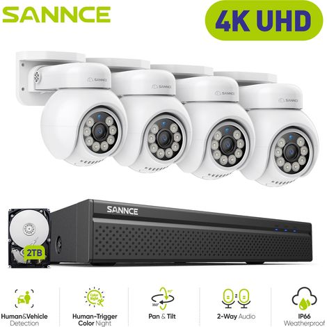 SANNCE 4K Surveillance Kit Color Night Vision Camera Motion Detection CCTV Security System - 2TB HDD (1/5)