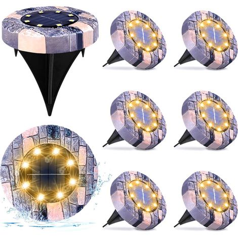 Lampe encastrable imitation pierre 8  LED – Éclairage rocaille – Spot solaire aspect granit，8 pièces