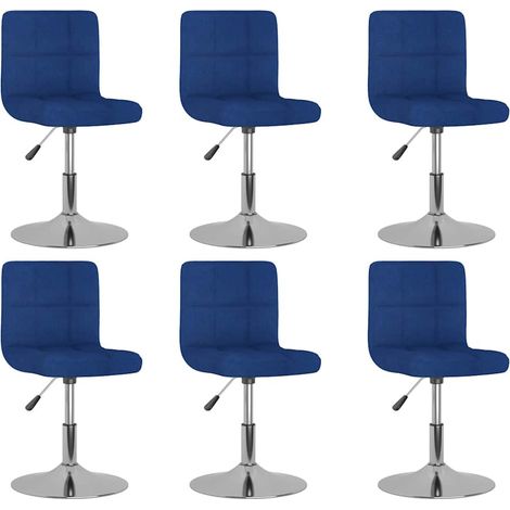Chaises pivotantes à manger lot de 6-Chaises de Salle à Manger-Chaise de cuisine bleu tissu 705955 (1/5)