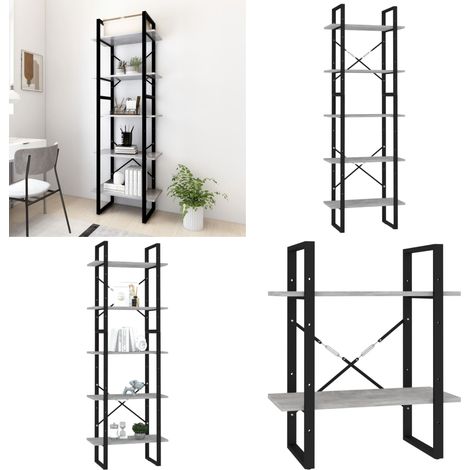 Bücherregal 5 Fächer Betongrau 60x30x175 cm Holzwerkstoff - BucheRegal - Bücherregal Grau - Industrielles Design - Holzwerkstoff Regal - Regal Set - Home & Living (1/5)
