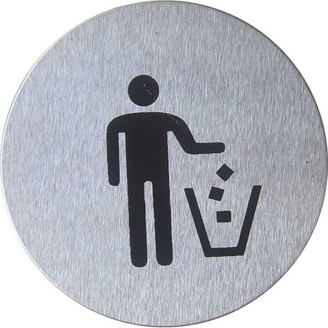 Señal de papelera y basuras de acero inoxidable de 65mm