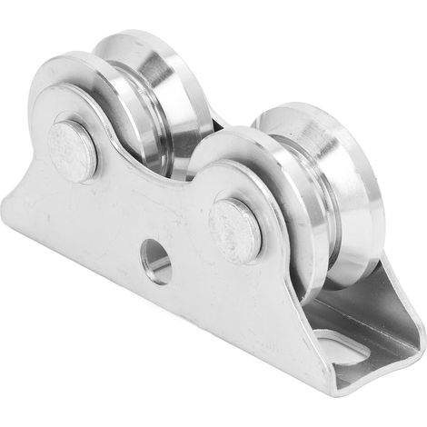 Roue rainurée en V avec support en acier 45 pour portail coulissant à rail inversé (1/5)