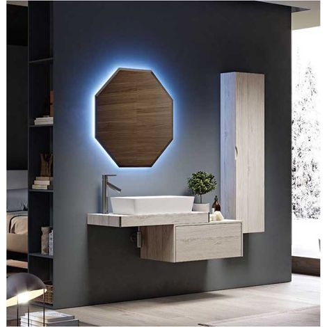 Mobile Bagno Tavolone120 cmRovere Sbiancato Staffe Incluse (1/5)