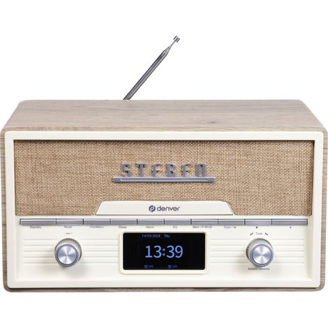 Denver DAB DAB Radio Player de CD Player - Retro Radio - Bluetooth - 20 Speicherplätze - DAB/FM/AUX - MDA525 - Lightwood (1/5)