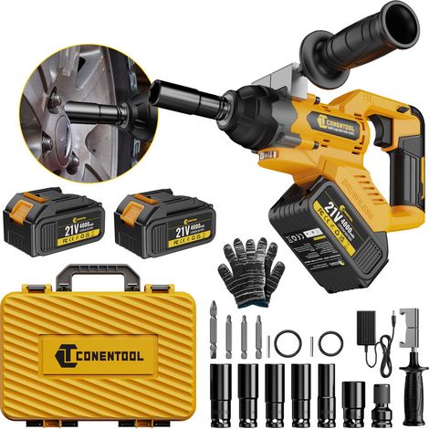 Clé à chocs sans balais 21V avec 2 batteries 4.0Ah – Couple 1000N.m – Moteur Brushless – Accessoires pour réparation automobile (1/5)