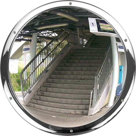 Moravia Anti-Vandalismus Spiegel aus Edelstahlspiegel rund 500 x 80 mm