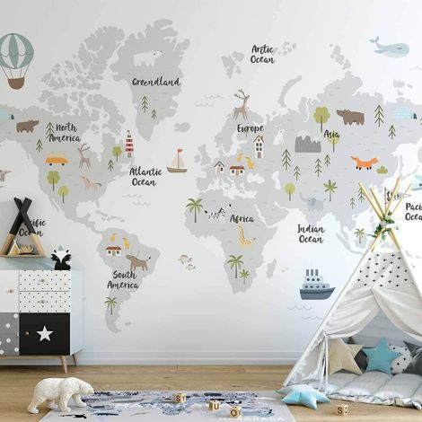 Tapete artgeist Minimalist Map selbstklebend 350 cm x 245 cm
