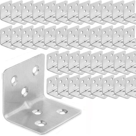 Lot de 64 Équerre d'assemblage Renforcée Inox, 38x30x30mm Acier Plaque Equerre Inox, Equerre Metal pour Fixation de Inox pour Fixation et Réparation Meubles (1/5)
