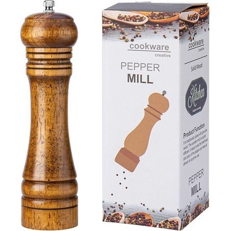 Moulin à poivre, moulin à sel et à poivre, moulin à poivre, moulin en bois massif avec broyeur en céramique réglable 8 pouces (1 pièce) (1/5)