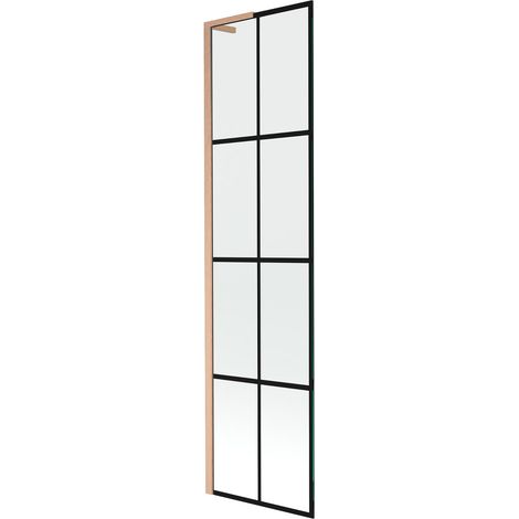 Mexen Next L Badewannenabtrennung 1-flügelig 50 x 150 cm, schwarzes Muster, gebürstetes Kupfer - 895-050-000-03-77-65 (1/5)