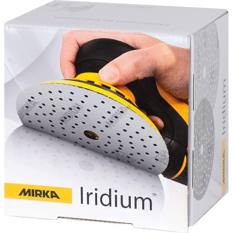 Mirka Iridium Premium carta abrasiva Ø 125 mm a strappo 89 fori, grana 800, 100 pz / Per la levigatura di vernice, stucco, fondo, legno, acciaio, materiali minerali, plastica