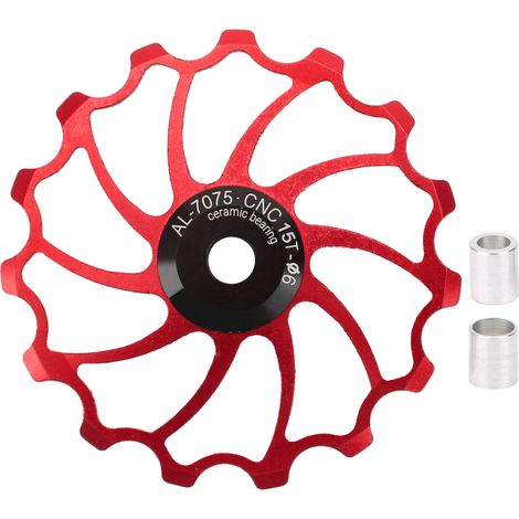 Dérailleur arrière 15T galet guide avec roulement céramique pour VTT pliant rouge MEIJUN (1/5)