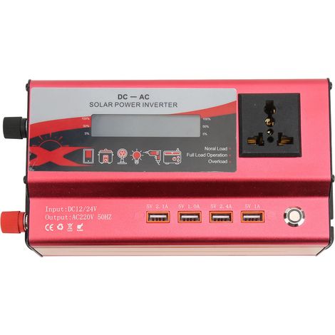 700-W-Sinus-Wechselrichter (12 V/24 V auf 220 V AC, 50 Hz) mit 4 USB-Anschlüssen und LCD-Notfallanzeige (1/5)