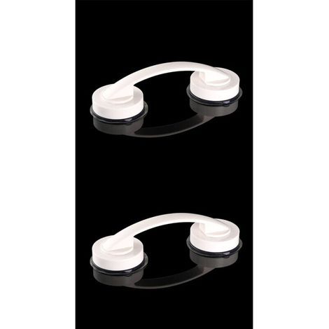 2 pack grandes poignées de porte et de fenêtre en verre, portes coulissantes de salle de bain, armoires, poignées sans trou, poignées de réfrigérateur, barres d'appui de douche (blanche) (1/4)