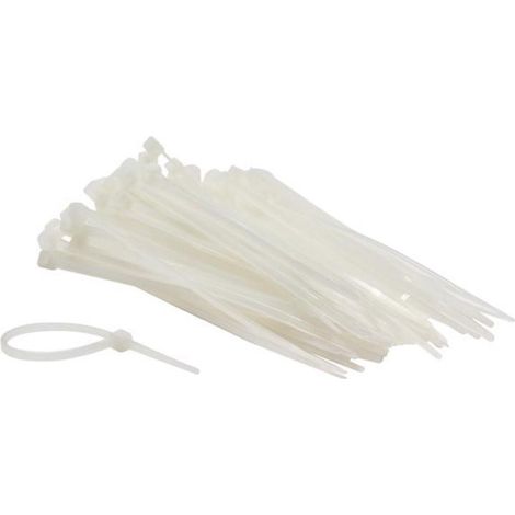 Perel Bridas de nylon blancas, 100 unidades, 100 x 2,5 mm, resistentes a UV, autolock, hasta 8 kg de fuerza de tracción, para gestión de cables en interiores y exteriores.