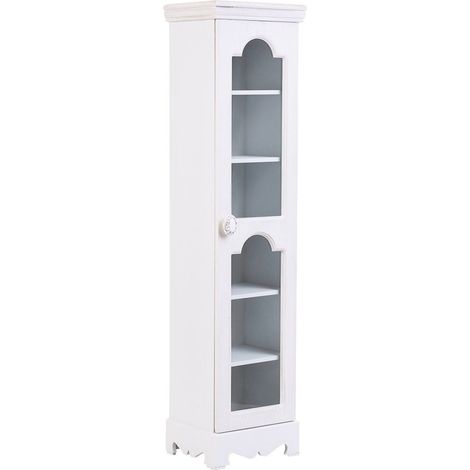 Vitrine blanche vitrée classique une porte en bois et métal coloré - blanc classique avec porte vitrée (1/5)