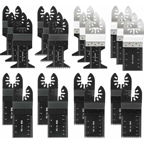 Lot de 20 Lames Scie Oscillante Universelles Compatible Fein Bosch Makita Dewalt Ryobi Dremel Rockwell Coupe Bois Métal Plastique (1/4)