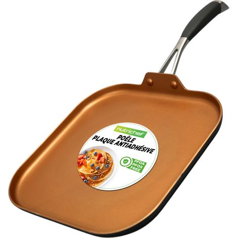 Poêle Antiadhésive en Cuivre 3 Couches – Revêtement en Cuivre Antiadhésif Intérieur, Fini Extérieur Résistant à la Chaleur, Ustensiles de Cuisine, Sans PFOA/PFOS (1/5)