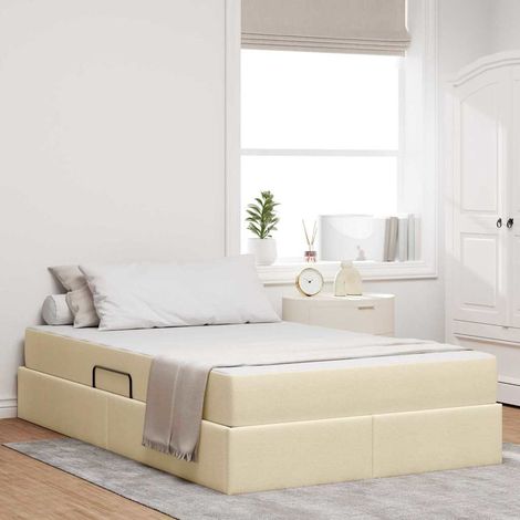 Aufbewahrungsbett mit Matratze Creme 120 x 200 cm Polyester (1/5)